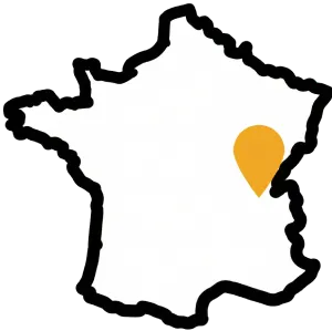 Carte de France situant l'atelier Anaïs France dans l'Ain