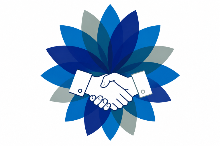 Logo fleur d'Anaïs France avec une poignée de main, illustration des partenariats